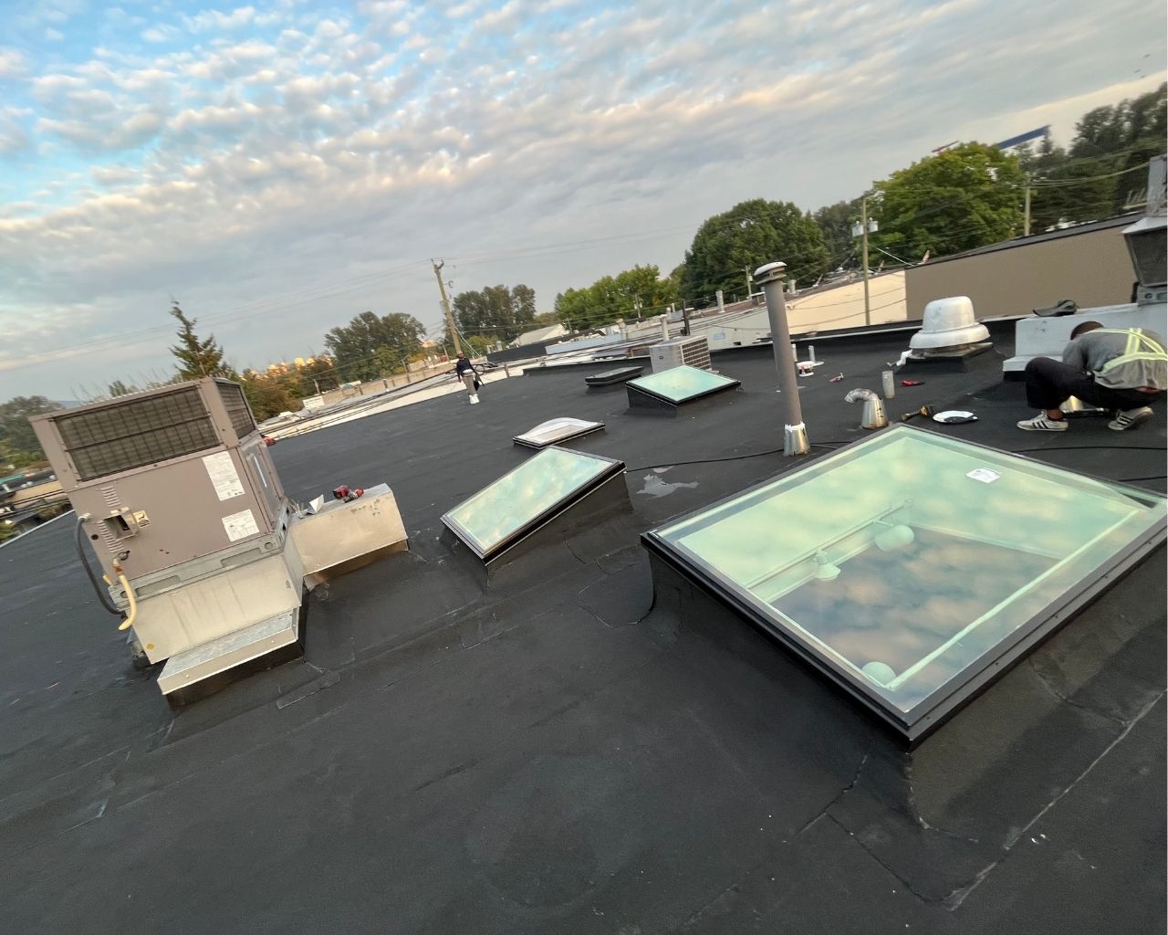 Waterproofing membrane sealing on a roof deck in Surrey, BC